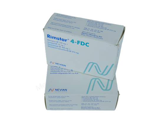 Rimstar 4-FDC- Generic Ethambutol + Isoniazid + Pyrazinamide + Rifampicin- Nevian Lifescience Pharma